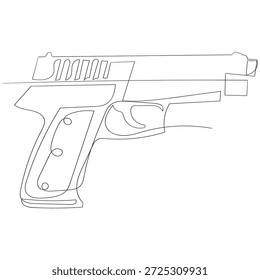 Dibujo continuo de una línea Dibujo continuo de una línea de Ilustración vectorial de revólver. Una línea dibujando la mano sosteniendo la pistola. Ilustración vectorial