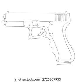 Dibujo continuo de una línea Dibujo continuo de una línea de Ilustración vectorial de revólver. Una línea dibujando la mano sosteniendo la pistola. Ilustración vectorial