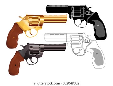Revolver. Vector Illustration isolated on white background.