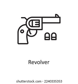 Revolver  Vector Outline Icon Design illustration. Law Enforcement Symbol on White background EPS 10 File