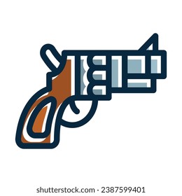 Revolver Vector Thick Line Filled Dark Colors Icons For Personal And Commercial Use.
