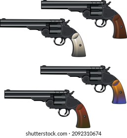 Revolver. Weapon. Vector. Color options. Clear drawing. shooting. aim.