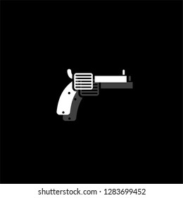 Revolver. White flat simple icon with shadow