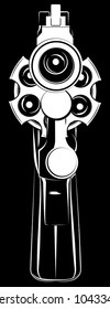Revolver white vector icon isolated on black background.