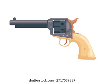 Revolver, Wilder Westen. Flacher Vektorclipart, Illustration mit isoliertem Hintergrund.