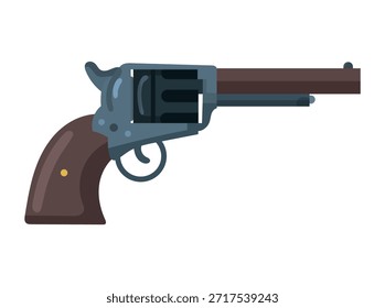 Revolver, Wilder Westen. Flacher Vektorclipart, Illustration mit isoliertem Hintergrund.