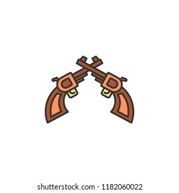 revolvers colored icon. Element of wild west icon for mobile concept and web apps. Cartoon revolvers icon can be used for web and mobile