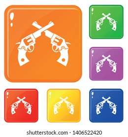 Revolvers icons set collection vector 6 color isolated on white background