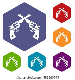 Revolvers icons set rhombus in different colors isolated on white background