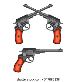 Revolvers on white background.