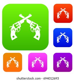 Revolvers set icon in different colors isolated vector illustration. Premium collection