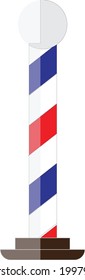 A revolving barber pole outside a gentleman's saloon. Illustration, vector, icon 