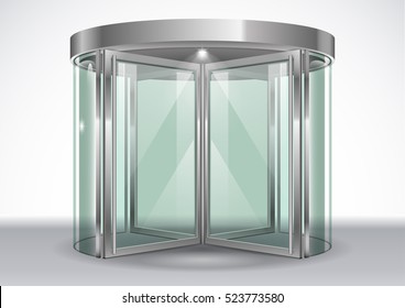 Revolving door shopping center. Vector graphics with transparency effects