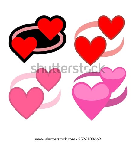 Revolving hearts vector icon set. Revolving heart collection emoji emoticon isolated on white background