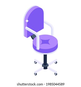 Revolving seat, isometric icon of office chair 