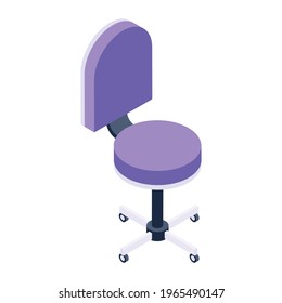 Revolving seat, isometric icon of swivel chair 