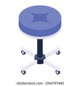 Revolving stool isometric icon of office swivel stool 