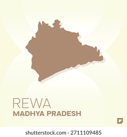 REWA District Map, Madhya Pradesh, India – Editable Vector Outline.