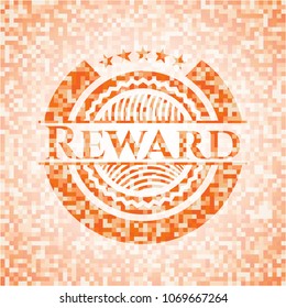 Reward abstract orange mosaic emblem