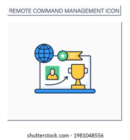 Reward Achievement Color Icon. Good Job. Rewarding. Employer Growth. Best Results.Remote Management Concept.Isolated Vector Illustration