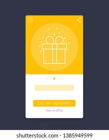 Reward app, mobile ui design, vector