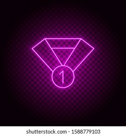 Reward, award, one, first vector icon. Element of simple icon for websites, web design, mobile app, info graphics. Pink color. Neon vector on dark background
