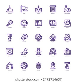 Reward and Badge icon pack for your website, mobile, presentation, and logo design. Reward and Badge icon basic line gradient  design. Vector graphics illustration and editable stroke.