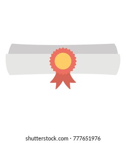 
A reward badge as a seal on  a degree, flat vector icon design
