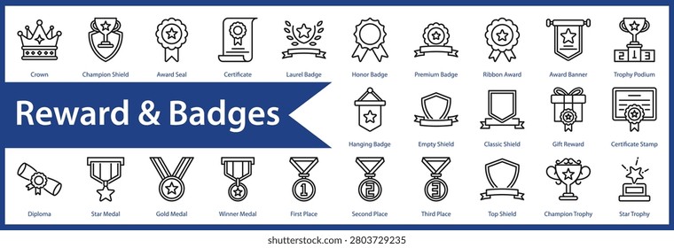 Reward and Badges web icon set and collection
