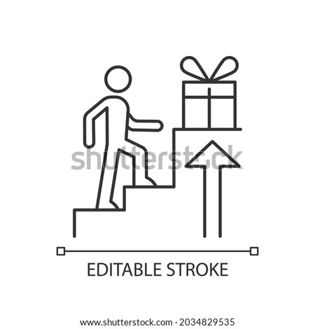 Reward based motivation linear icon. Outside incentive. Way to boost and inspire someone to act. Thin line customizable illustration. Contour symbol. Vector isolated outline drawing. Editable stroke