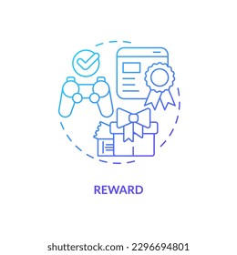 Reward blue gradient concept icon. Bonuses for loyal users. Game mechanics in gamification abstract idea thin line illustration. Isolated outline drawing. Myriad Pro-Bold font used