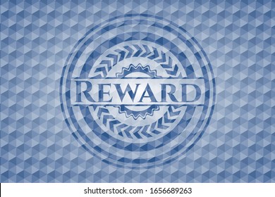emblema hexágono azul recompensa. Ilustración vectorial. Detallado.