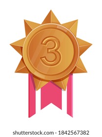 Reward bronze award pin medallion for third place on white