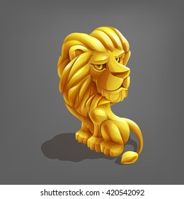 Reward cartoon golden lion. Vector illustration. 