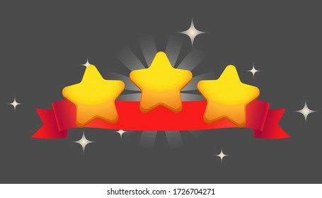 Reward cartoon vector illustration. Casual Game. Vector illustration with golden stars for game design, video game and apps. Graphical user interface GUI