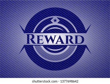 Reward emblem with denim high quality background