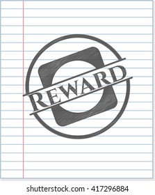Dibujo del emblema de recompensa con efecto de lápiz