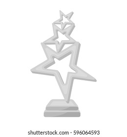 The reward in the form of gold stars on a stand. The award winner of the singing contest.Awards and trophies single icon in monochrome style vector symbol stock illustration.