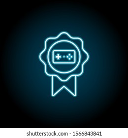 Reward, game, conference, game controller blue neon icon. Simple thin line, outline vector of esport icons for ui and ux, website or mobile application