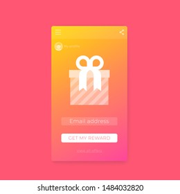 Reward, gift app, mobile ui, vector design
