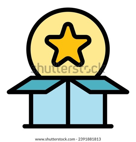 Reward gift box icon outline vector. Client service. Online member color flat