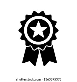Reward Grade Star, Award Ribbon Or Prize Medal Badge Vector Icon
