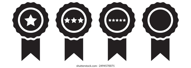 Reward grade star award ribbon or prize medal. Vector illustration.