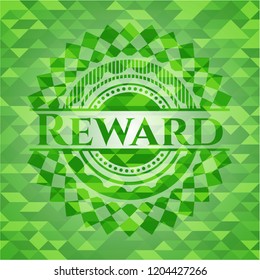 Reward green emblem with triangle mosaic background