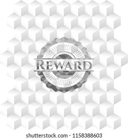 Reward grey badge with geometric cube white background