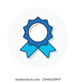 Reward icon in blue outlined style color. Perfect for placement as a digital asset or products