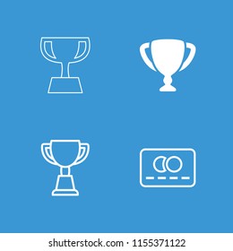 Reward icon. collection of 4 reward filled and outline icons such as trophy. editable reward icons for web and mobile.