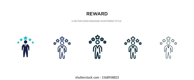 reward icon in different style vector illustration. two colored and black reward vector icons designed in filled, outline, line and stroke style can be used for web, mobile, ui