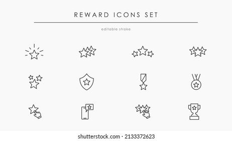 Reward icon set. Black reward icon collection vector