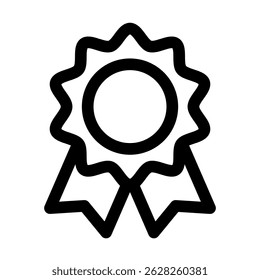 Reward icon. Trophy badge. Award icon symbol, premium quality certify sign. Medal, prize, verified, badge, ribbon. Certification, verification, quality and achievement icon in outline style